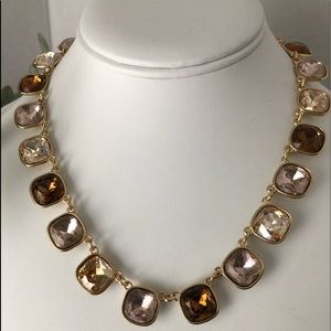 ANNE KLEIN Necklace Amber Glass Gold Statement